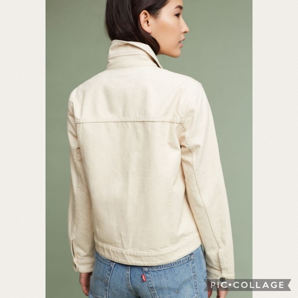 :Price Firm: Anthro Maison Labiche Embroidered Heart Denim Jacket in Cream - Picture 3 of 10